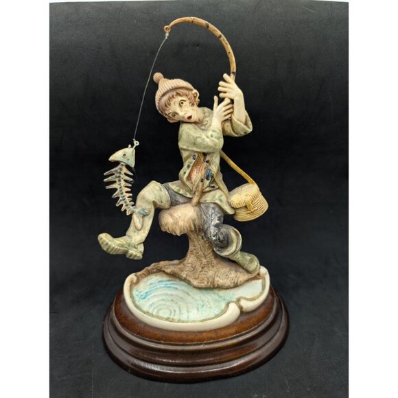 Vtg Fontanini Fisherman Fishing Figurine Wood Base 2002 Depose Italy 8.5" - Picture 16 of 16